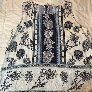 Christian Siriano Blue Floral Blouse